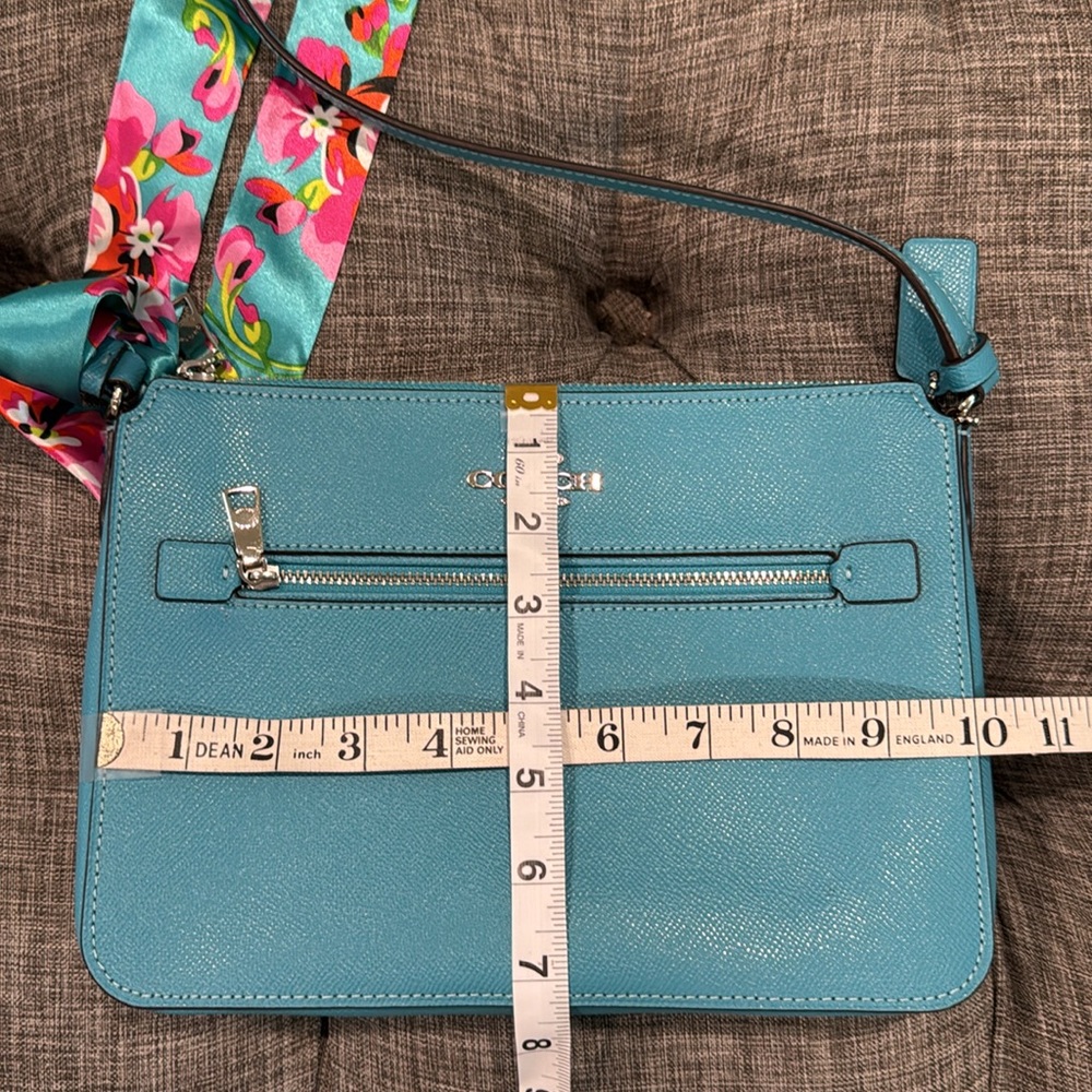 Coach Bag Teal Blue Leather Crossbody Bag with Silver Accents Hardware - Picture 17 of 17